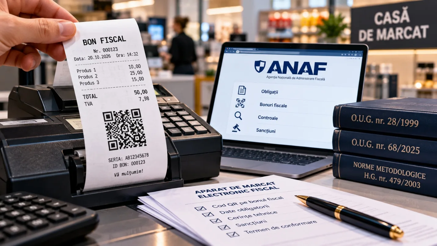 Bon fiscal cu cod QR, aparat de marcat electronic fiscal și actele normative aplicabile
