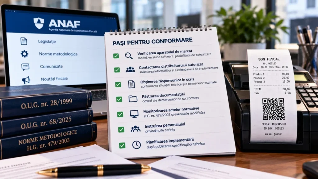 Listă cu pașii de conformare pentru codul QR de pe bonul fiscal